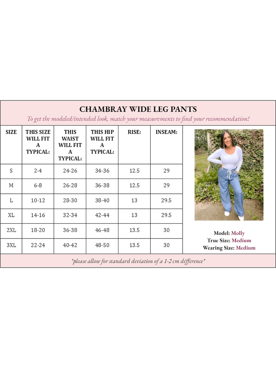 Cora Chambray Wide Leg Pant - Girl Code Couture