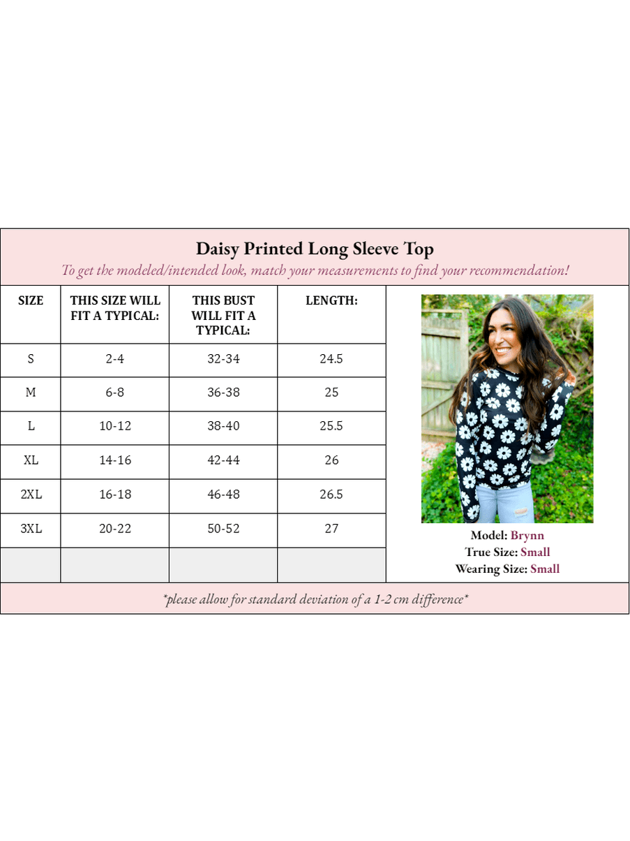 Delia Daisy Print Long Sleeve Top - Girl Code Couture