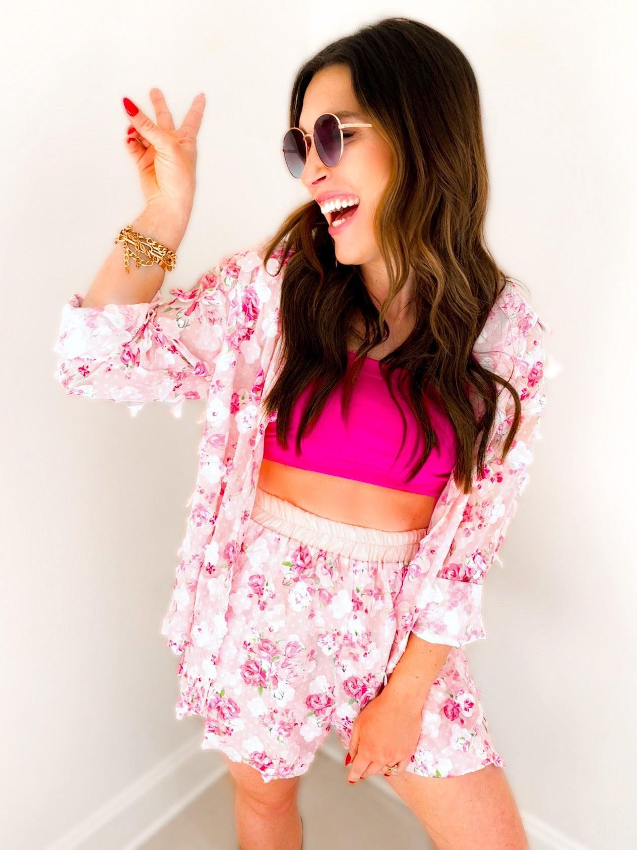 Flora 3D Floral Shorts Set - Girl Code Couture