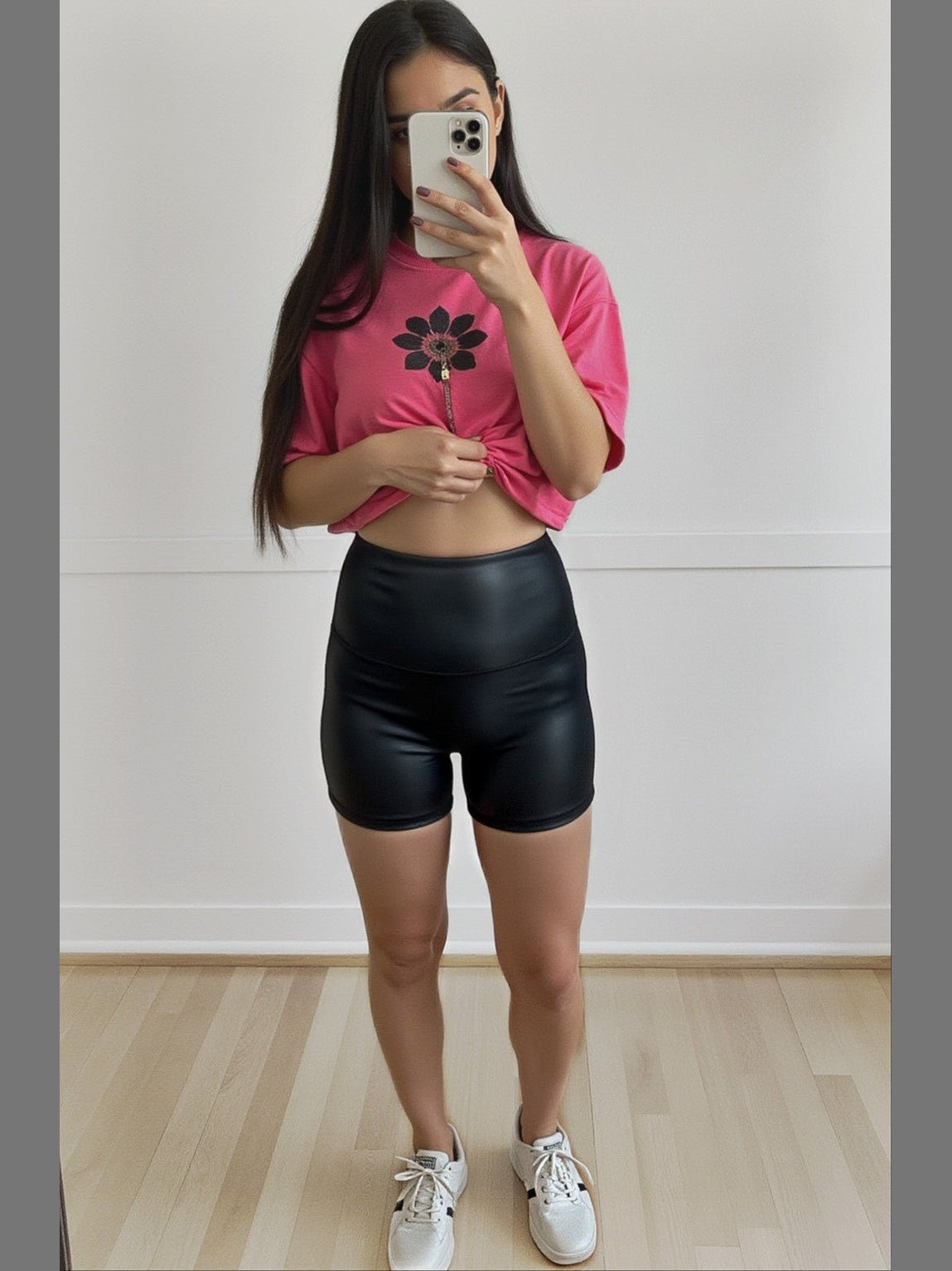 Lainey Leather Suck & Tuck Biker Shorts - Girl Code Couture