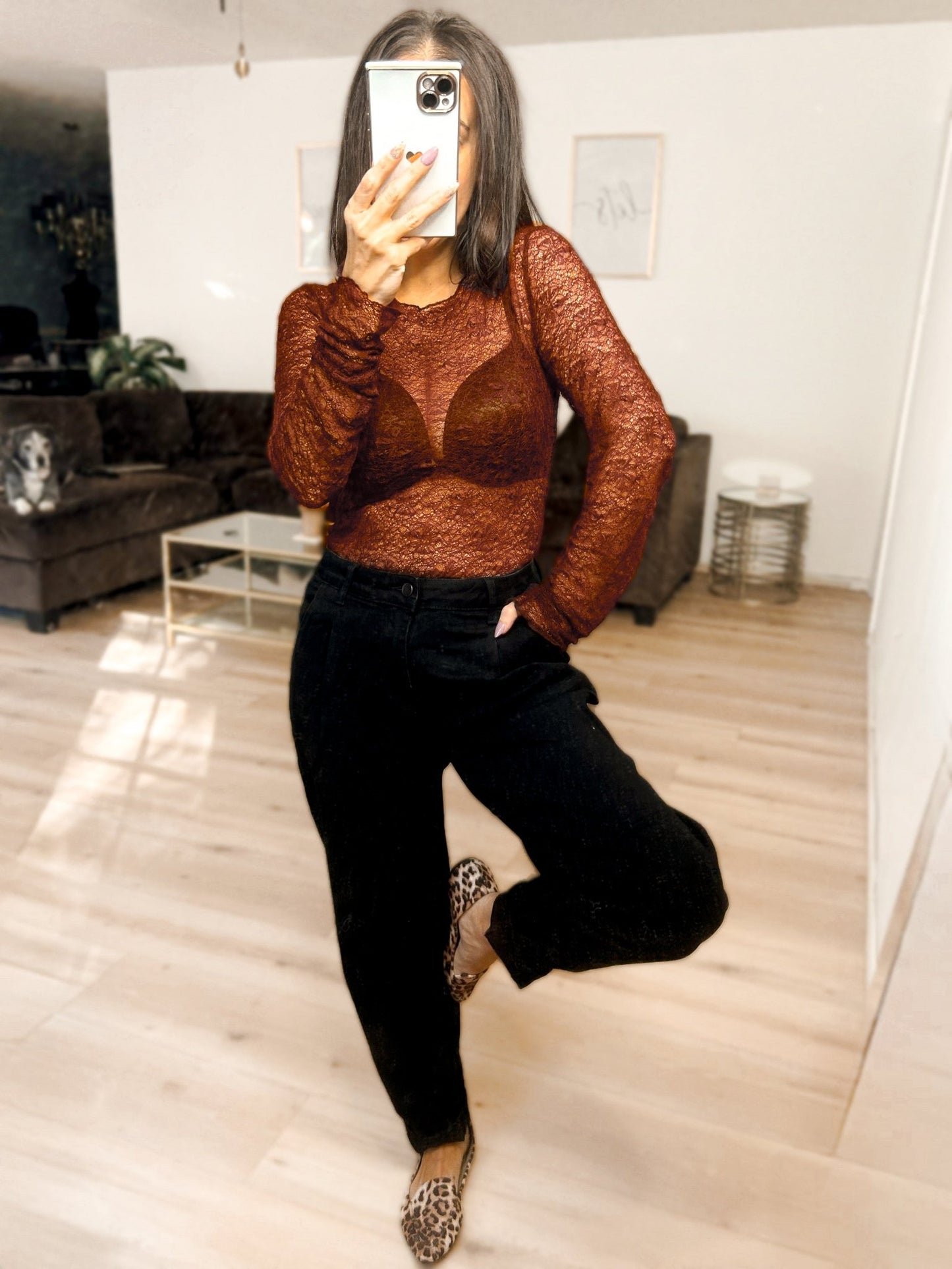 Luxe Lace and Floral Textured Long Sleeve Sheer Top - Girl Code Couture