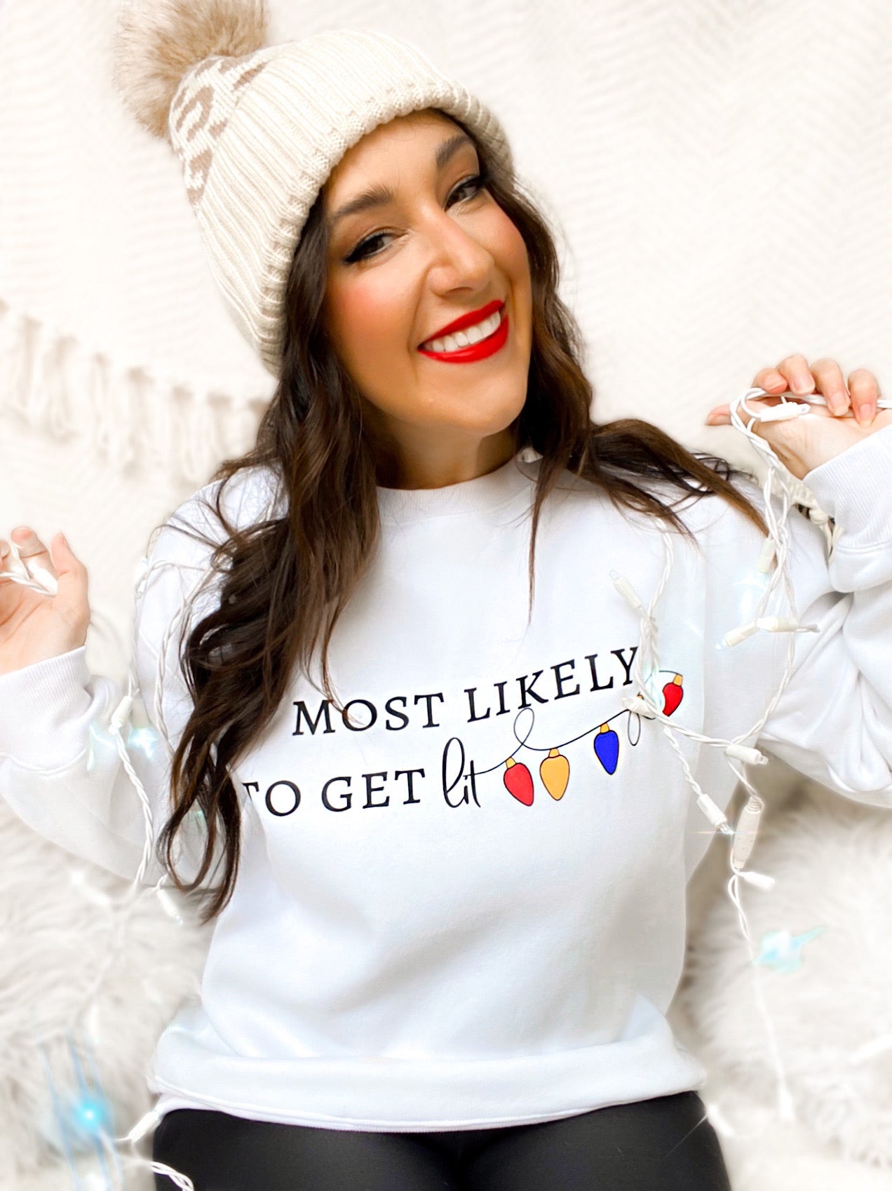Most Likely to Get Lit Graphic Sweater - Girl Code Couture