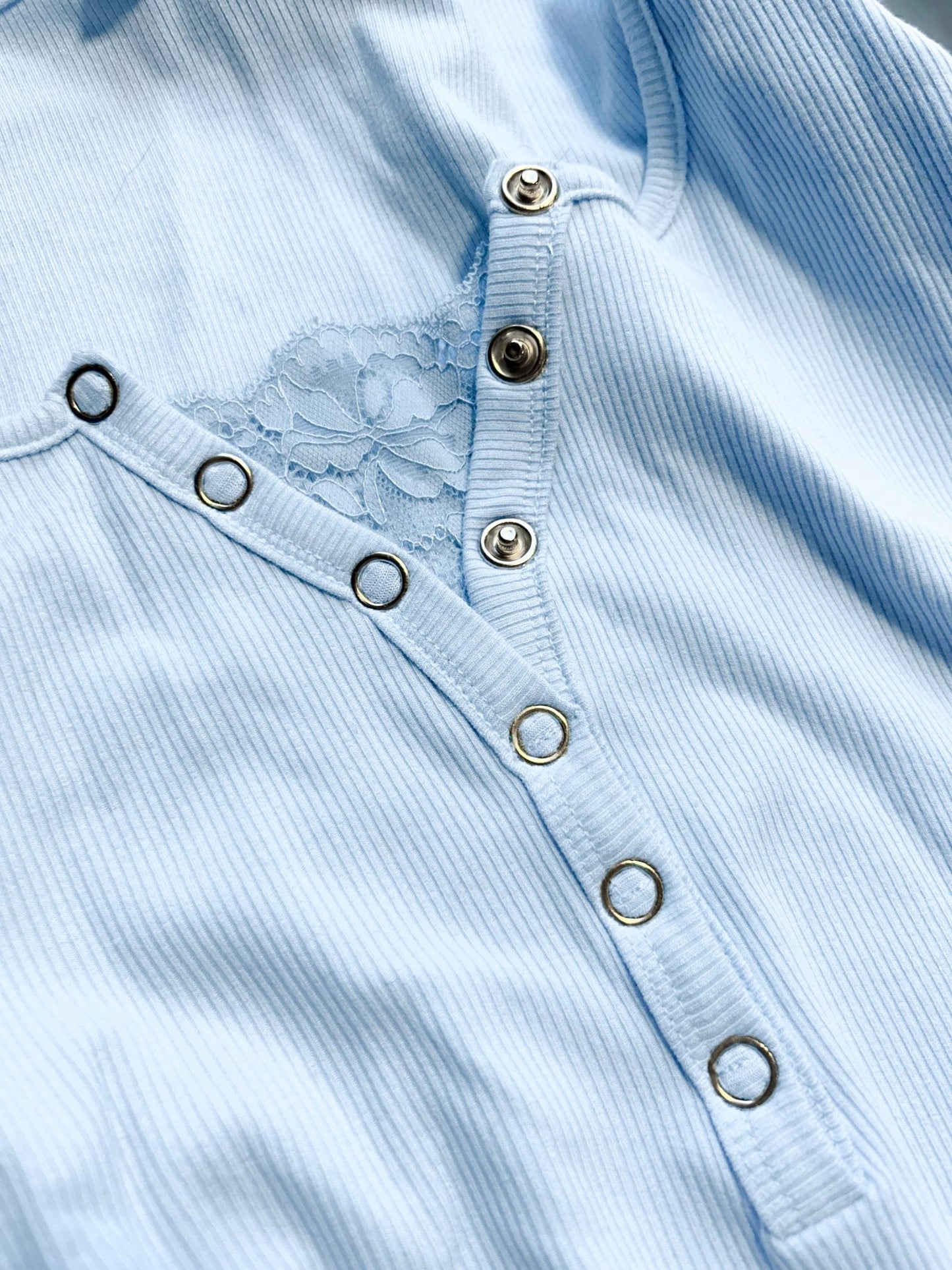 Payton Peekaboo - Lace Long Sleeve Ribbed Henley - Girl Code Couture