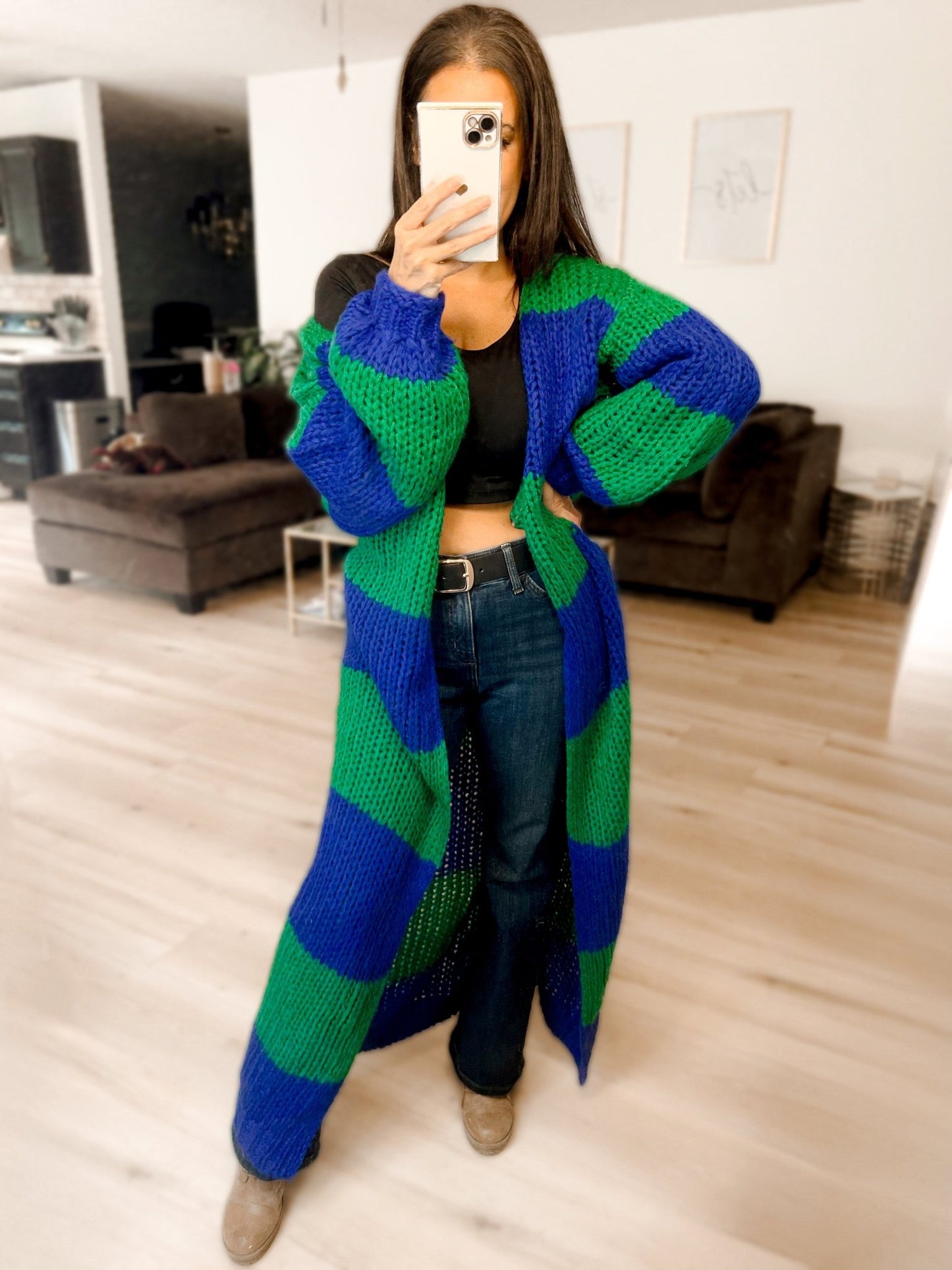 PRE ORDER Oversized Chunky Striped Balloon Sleeve Duster - Girl Code Couture