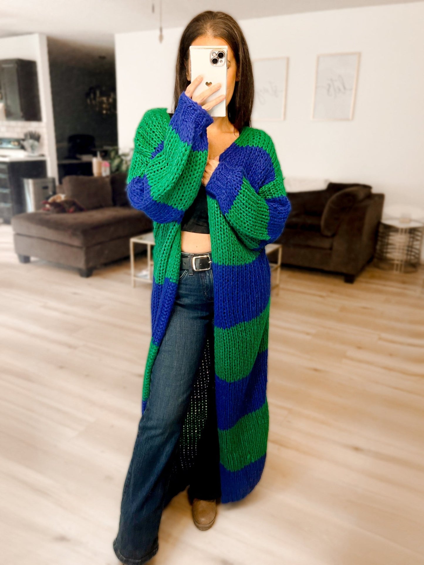 PRE ORDER Oversized Chunky Striped Balloon Sleeve Duster - Girl Code Couture