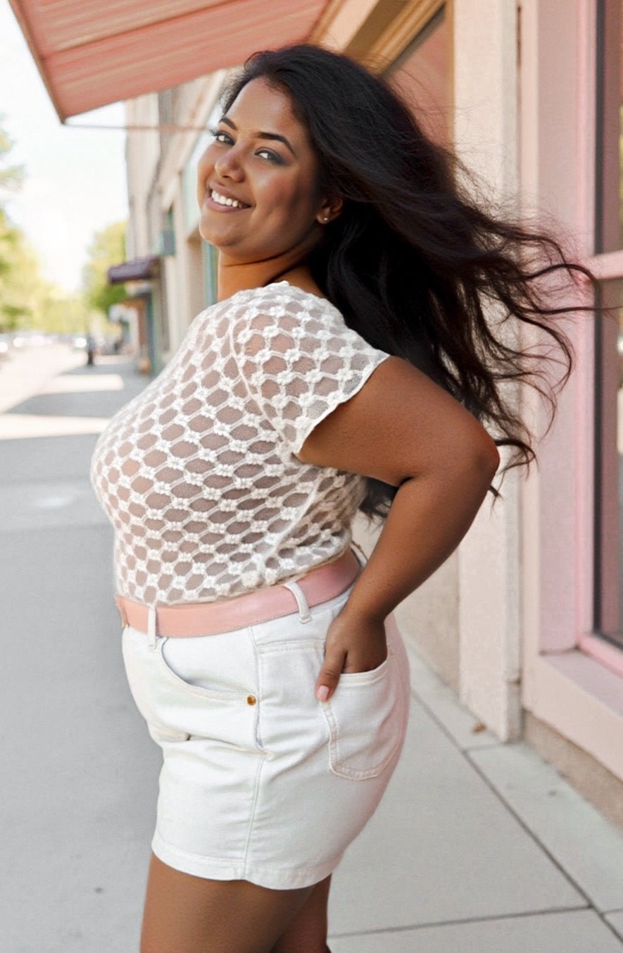 PRE - ORDER Sheer Daisy & Lace Short Sleeve Top - 4/24 - Girl Code Couture