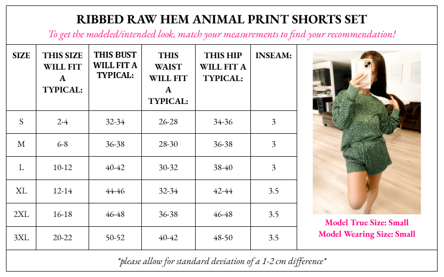 PREORDER Ribbed Leopard Print Two Piece Raw Hem Short Set - Girl Code Couture