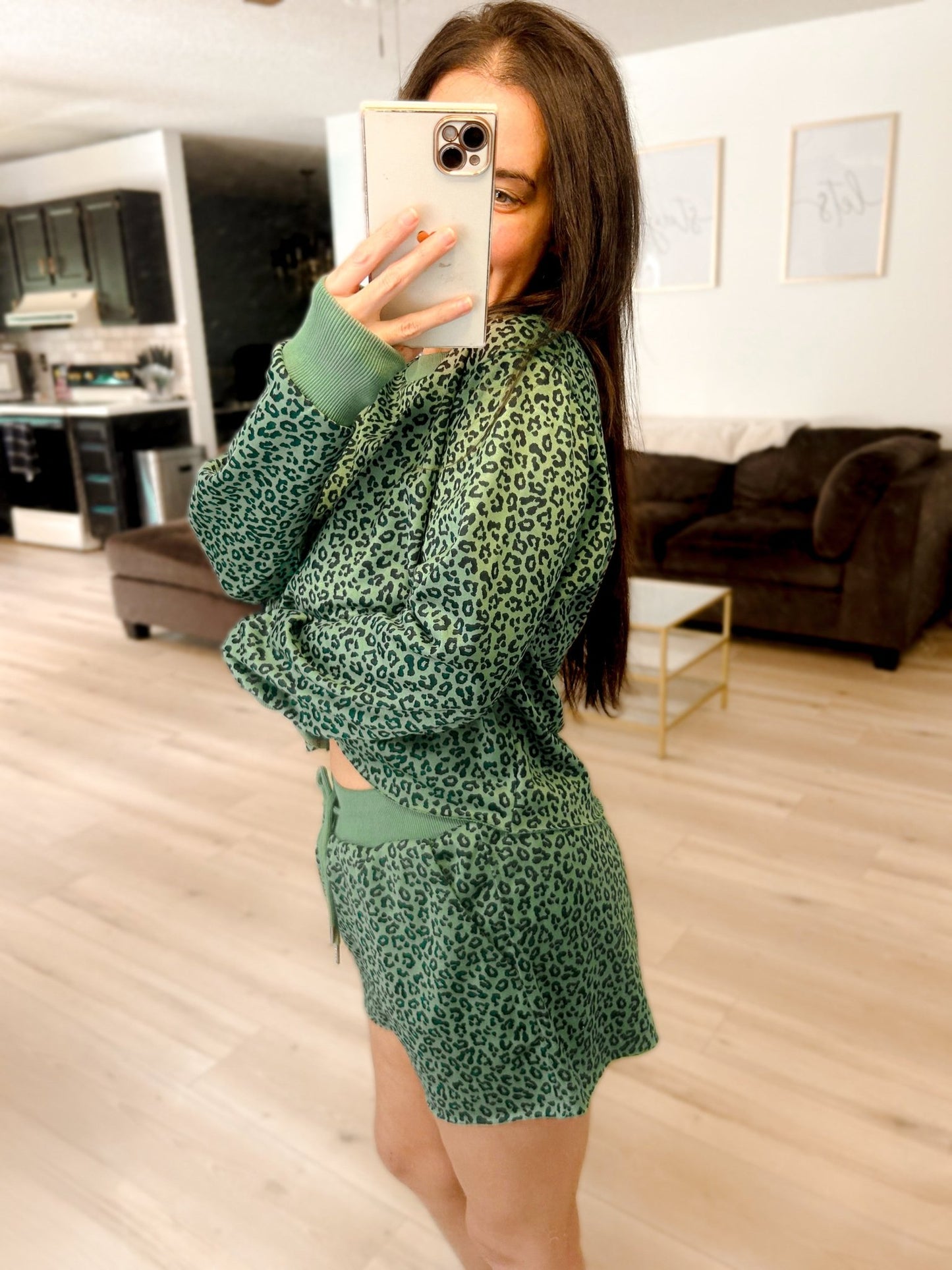 PREORDER Ribbed Leopard Print Two Piece Raw Hem Short Set - Girl Code Couture