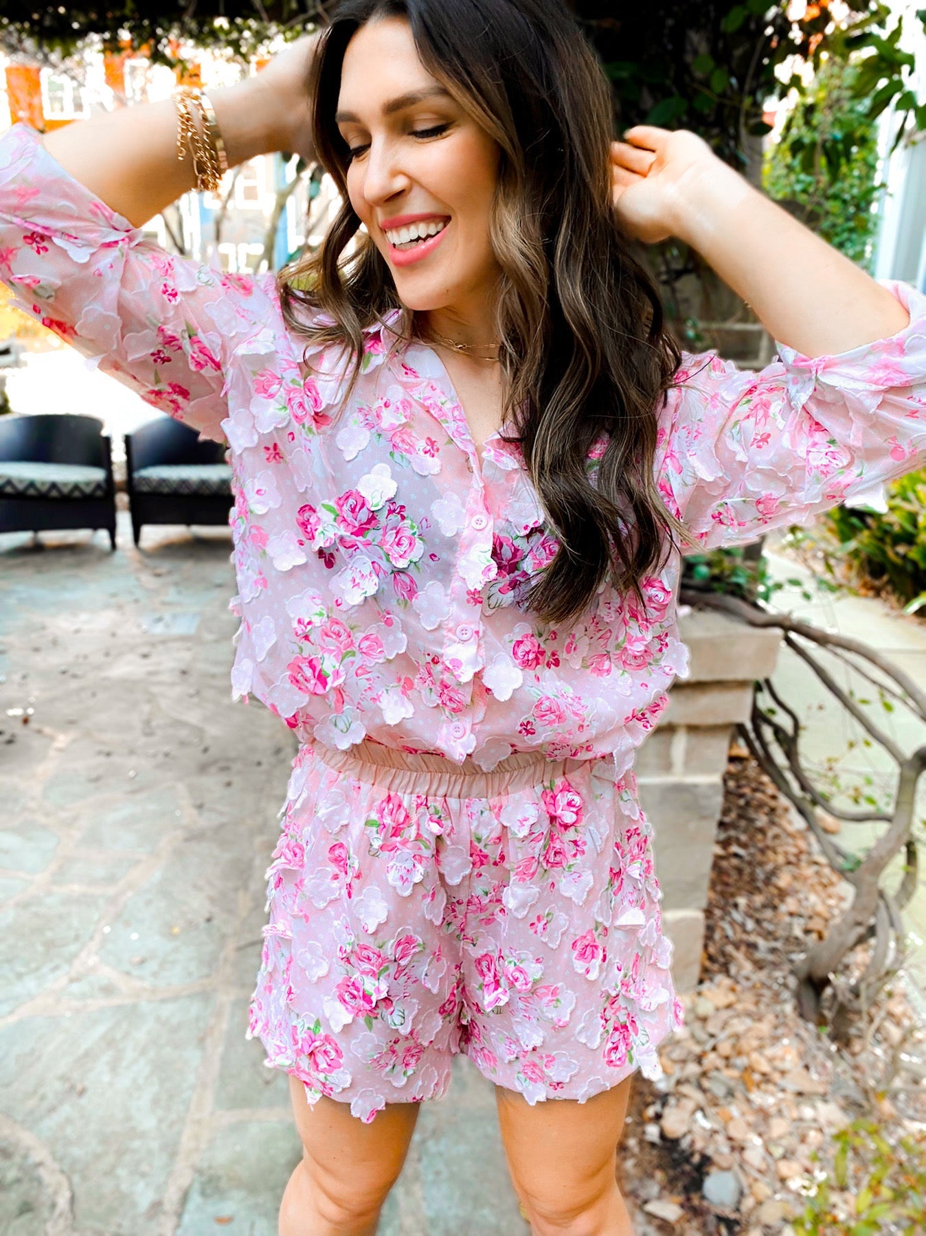 Flora 3D Floral Shorts Set - Girl Code Couture