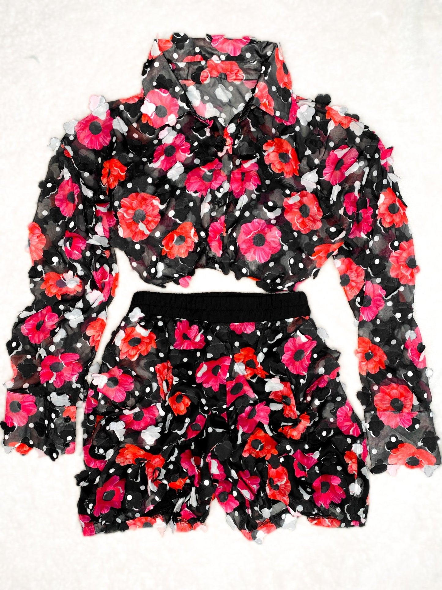 Flora 3D Floral Shorts Set - Girl Code Couture