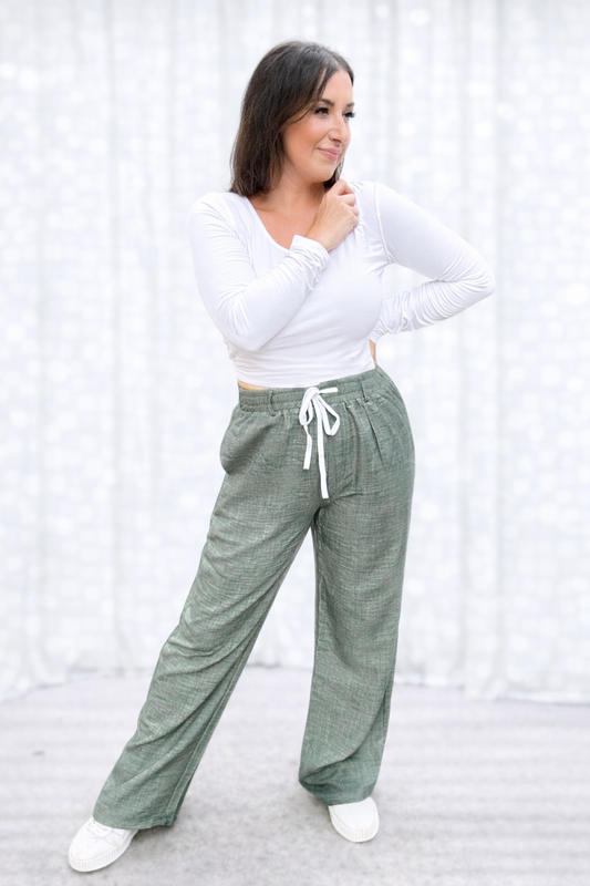 Cora Chambray Wide Leg Pant