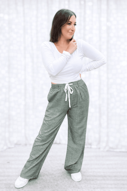Cora Chambray Wide Leg Pant - Girl Code Couture