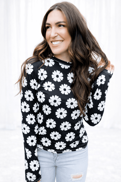 Delia Daisy Print Long Sleeve Top - Girl Code Couture