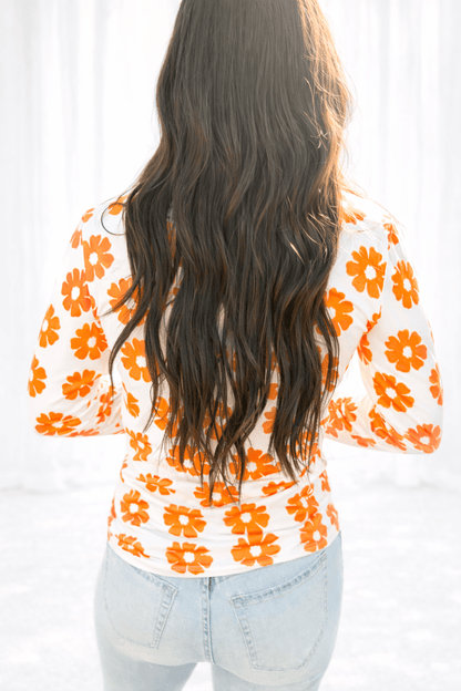 Delia Daisy Print Long Sleeve Top - Girl Code Couture