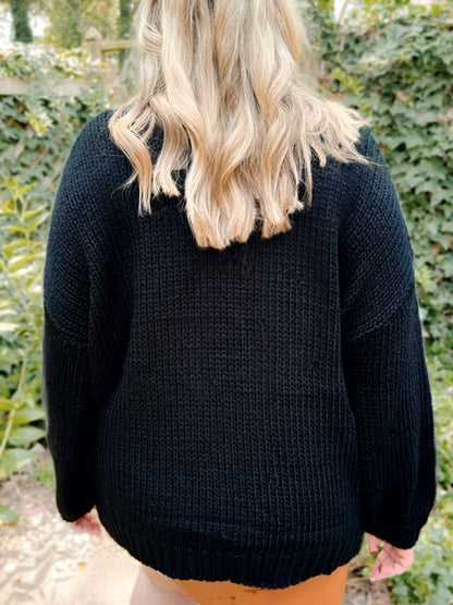 Josie “Just a Girl” Oversized Knit Graphic Sweater - Girl Code Couture