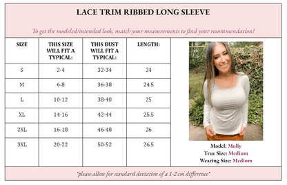Payton Peekaboo - Lace Long Sleeve Ribbed Henley - Girl Code Couture