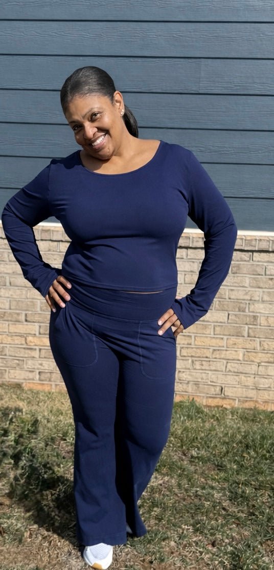 PREORDER NAVY BETTER THAN BUTTER PERFORMANCE TOP - Girl Code Couture