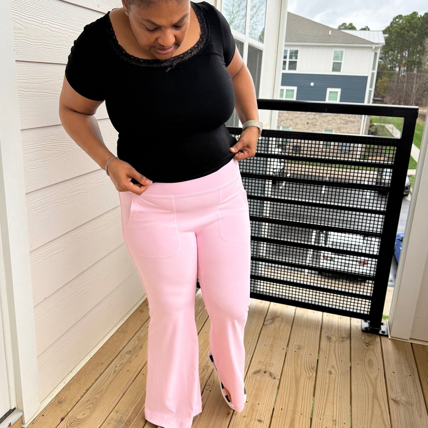 PREORDER PINK BETTER THAN BUTTER PERFORMANCE FLARE PANT - Girl Code Couture