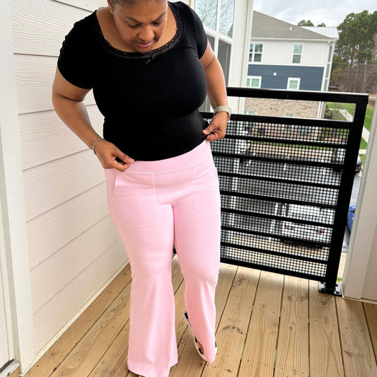 PREORDER PINK BETTER THAN BUTTER PERFORMANCE FLARE PANT - Girl Code Couture