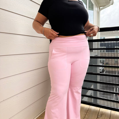 PREORDER PINK BETTER THAN BUTTER PERFORMANCE FLARE PANT - Girl Code Couture