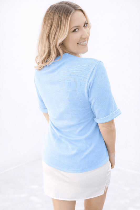 Robin Rose Button Waffle Knit Top - Girl Code Couture