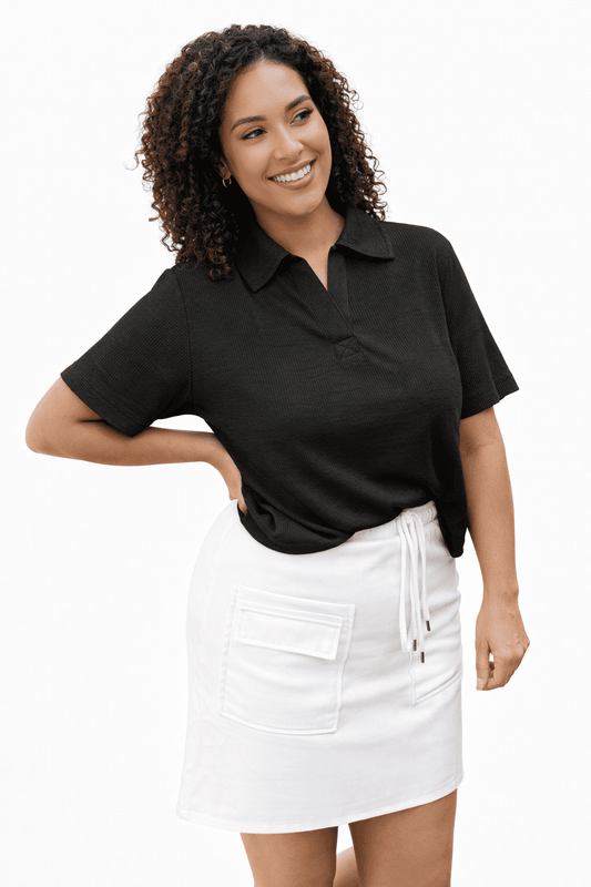 Rory Ribbed Cropped Tennis Tee - Girl Code Couture