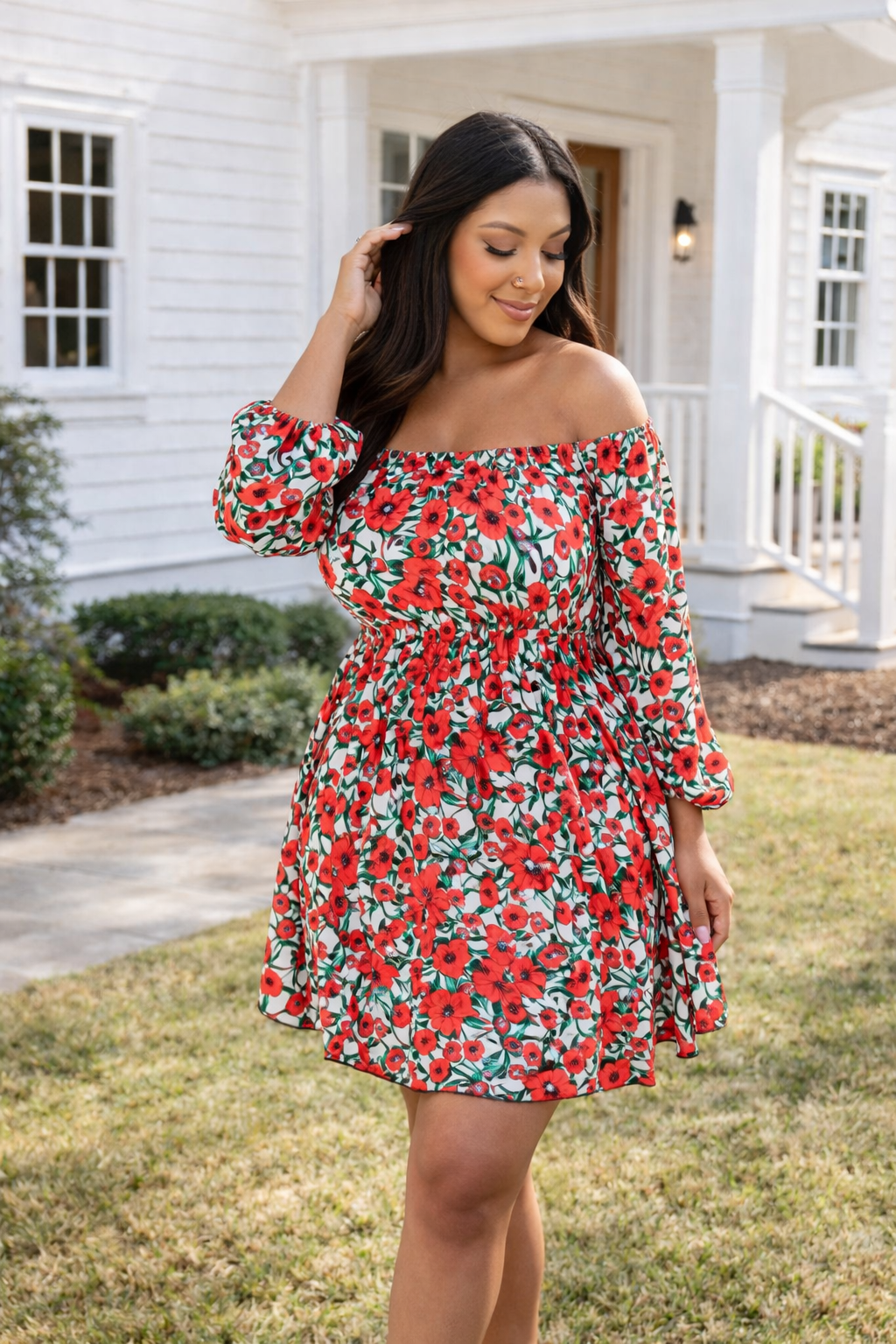 Sabrina Smocked Bell Sleeve Dress - Girl Code Couture