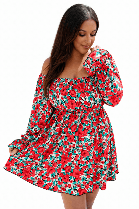 Sabrina Smocked Bell Sleeve Dress - Girl Code Couture